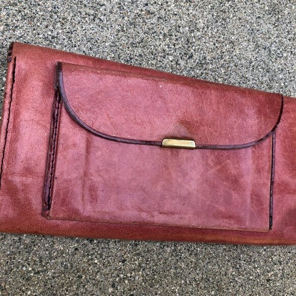 Vintage ECHT 2 PRYM Leather Tri Fold Wallet Clutch Multi Pocket Purple RARE - Picture 4 of 14